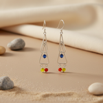 将图像加载到图库查看器中， 925 Silver Geometric Drop Earrings with Gemstone Accents
