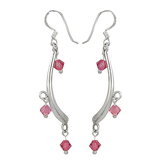 Pretty Pink Cubic Zirconia Gemstone Silver Earrings