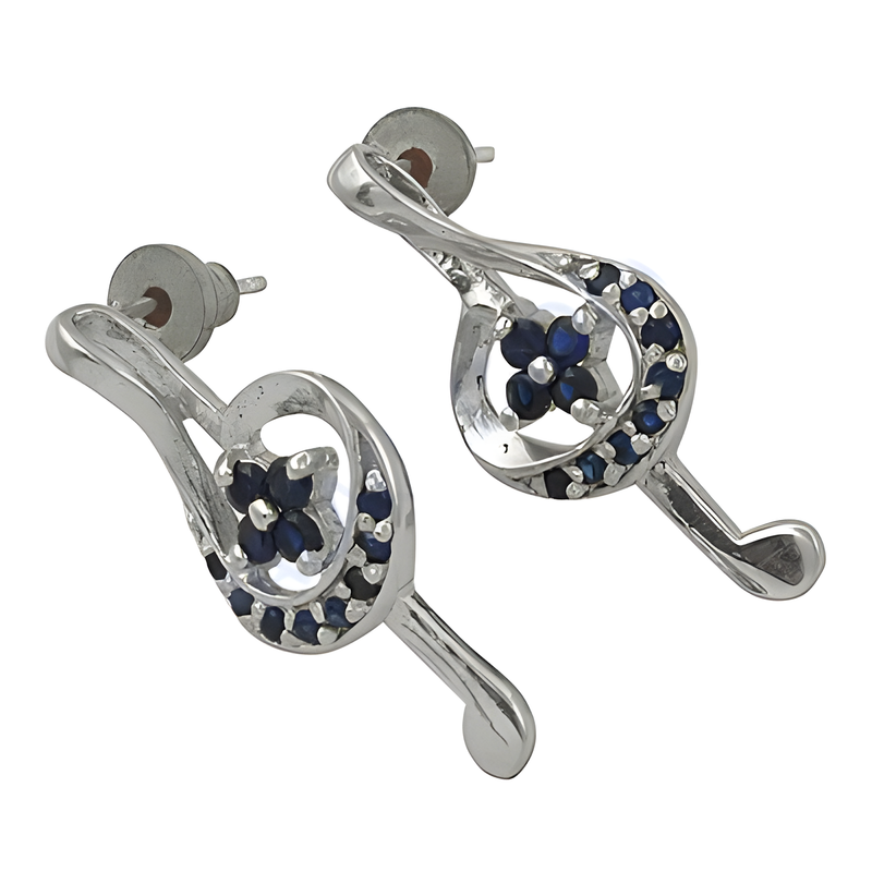 Unique Stylish Blue Cubic Zirconia Gemstone Silver Earrings - Shop Now