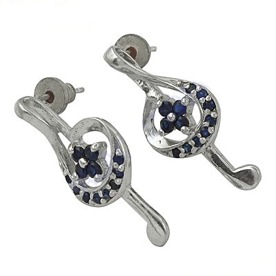 925 silver sapphire flower stud earrings for women | gift