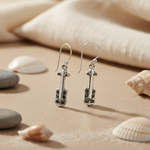 将图像加载到图库查看器中， 925 Silver Violin Earrings with Black Gemstones for Women
