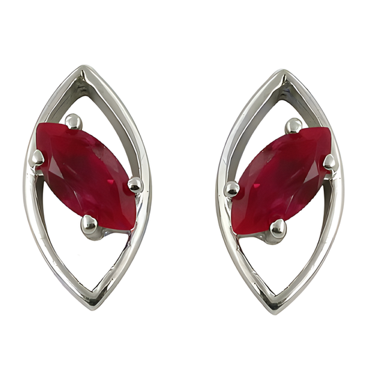 Lovely Red Cubic Zirconia Gemstone Silver Earrings