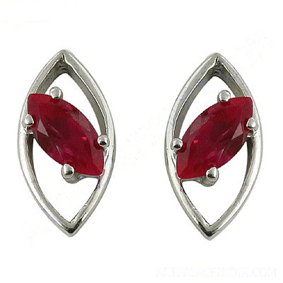 Silver ruby stud earrings for women | gemstone jewelry gift