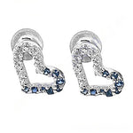 Load image into Gallery viewer, 925 Silver Heart Stud Earrings with Blue Gemstones | Women's Jewelry

