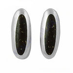 将图像加载到图库查看器中， Silver Oval Earrings with Stone Inlay | Women's Jewelry Gift
