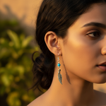 Load image into Gallery viewer, 925 Silver Turquoise Feather Earrings for Women | Dangle Earrings
