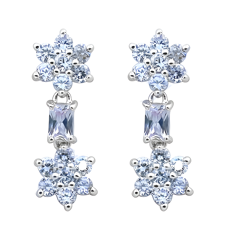 New Extra Shine Blue Cubic Zirconia Gemstone Silver Earrings