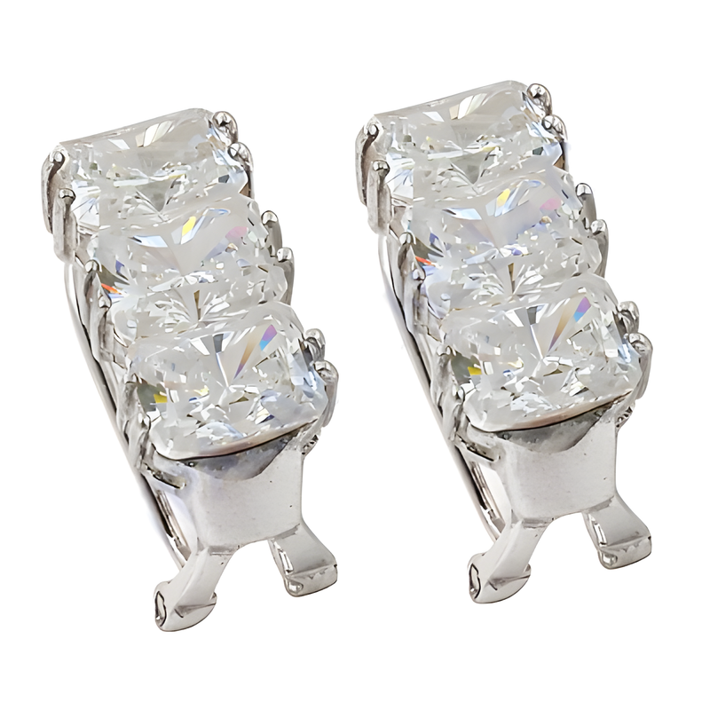 Handcreated Cubic Zirconia Gemstone Silver Earrings