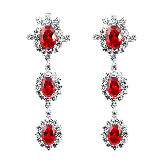 Party Wear Designer Cubic Zirconia & Orange Cubic Zirconia Gemstone Silver Earrings