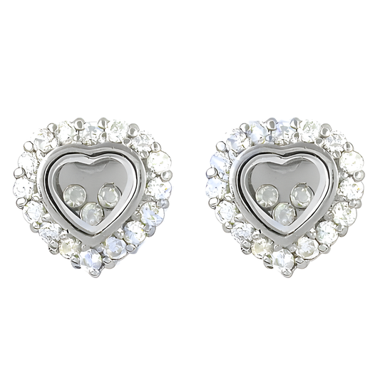 Newest Heart Style Cubic Zirconia Gemstone Silver Earrings