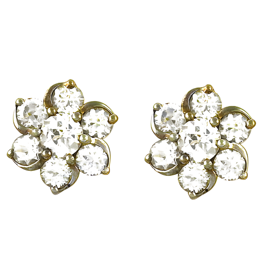 Elegant Fashion Shining Cz Gemstone Gold Plated Silver Earrings