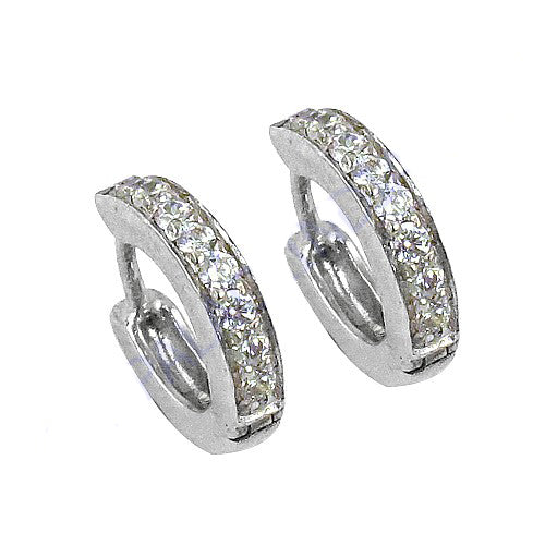 Silver cubic zirconia hoop earrings for women | gift jewelry