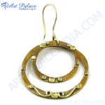 Load image into Gallery viewer, Brass circle drop earrings with gold plating accents, designed for women&#39;s fashion jewelry.
