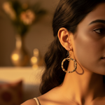 将图像加载到图库查看器中， Copper Hoop Earrings with gold plating Accents | Unique Jewelry Gift
