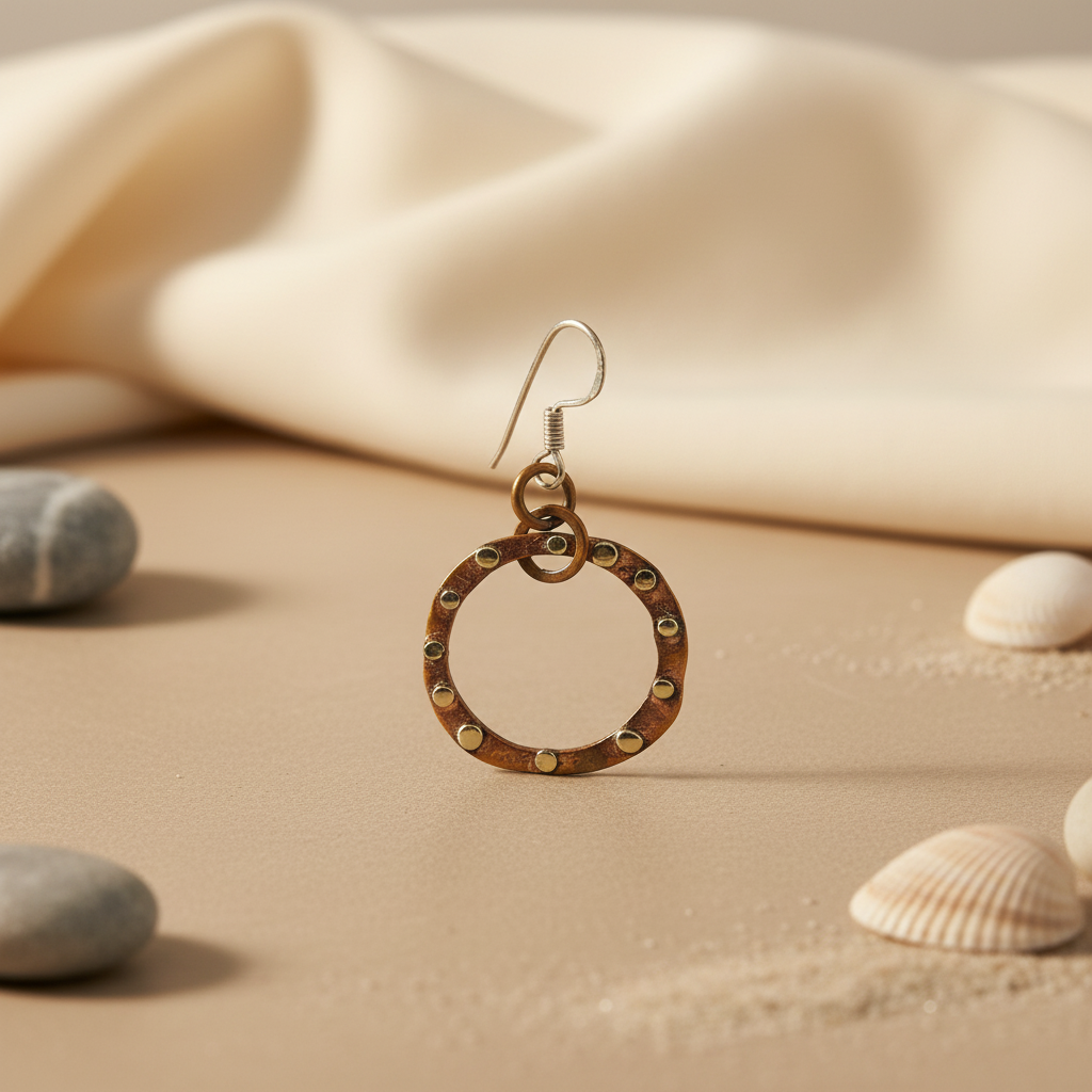 Copper Hoop Earrings with gold plating Accents | Unique Jewelry Gift