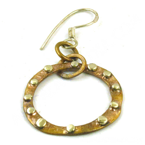 Copper hoop earrings with gold plating accents | unique jewelry gift