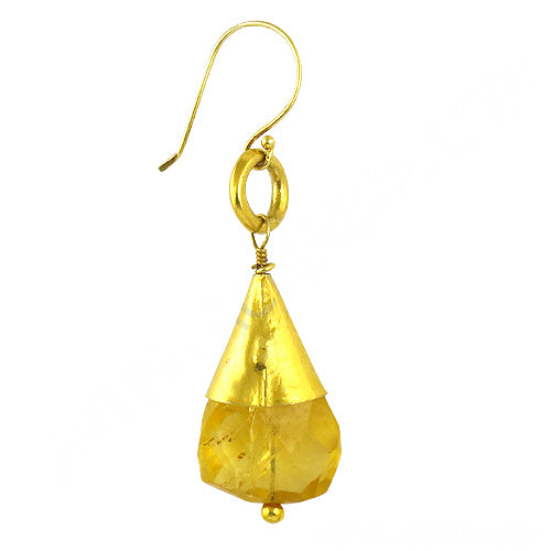 gold plating Teardrop Earrings with Citrine Stone | Dangle Earrings for Women