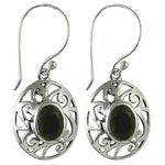 将图像加载到图库查看器中， 925 Silver Oval Green Stone Drop Earrings for Women
