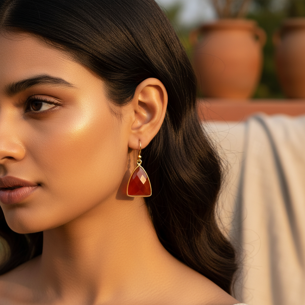 gold plating Carnelian Earrings | Gemstone Jewelry | Gift for Her