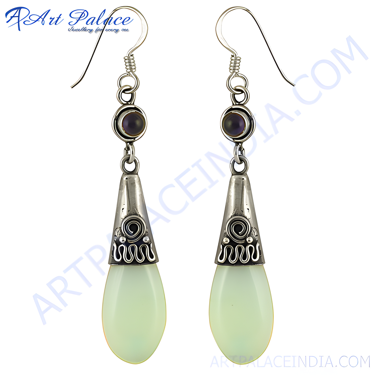 925 sterling silver dangle earrings featuring a teardrop gemstone, silver hook closure, and elegant design