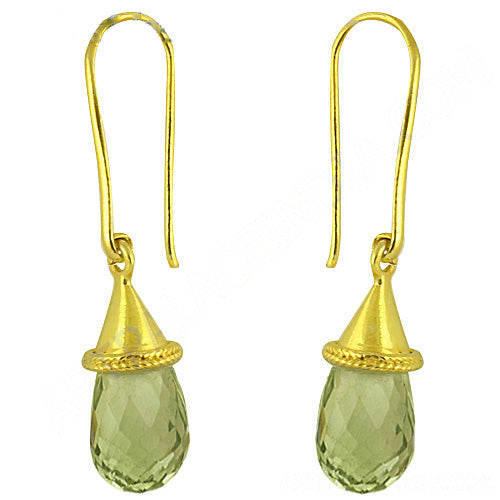 gold plating Green Amethyst Dangle Earrings for Women | Gift Jewelry
