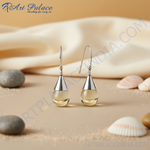 Load image into Gallery viewer, Silver Teardrop Earrings with Yellow Gemstone | Dangle Earrings
