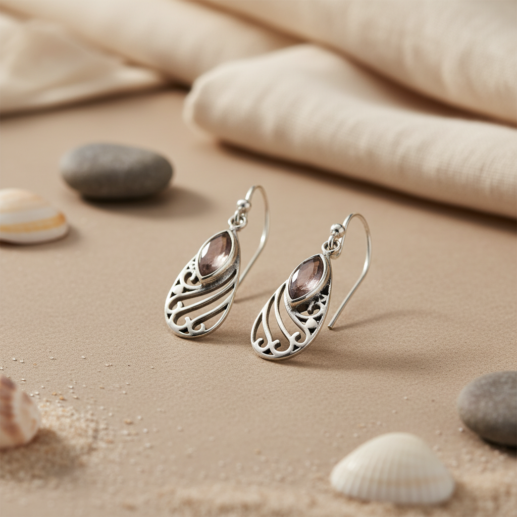 925 Silver Teardrop Gemstone Earrings for Women | Dangle Earrings