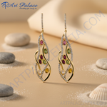 Load image into Gallery viewer, Pendientes colgantes con piedras preciosas | Plata 925 | Regalo de joyería para mujer
