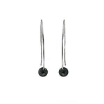 将图像加载到图库查看器中， Silver Drop Earrings with Black Gemstone for Women

