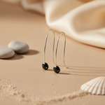 将图像加载到图库查看器中， Silver Drop Earrings with Black Gemstone for Women
