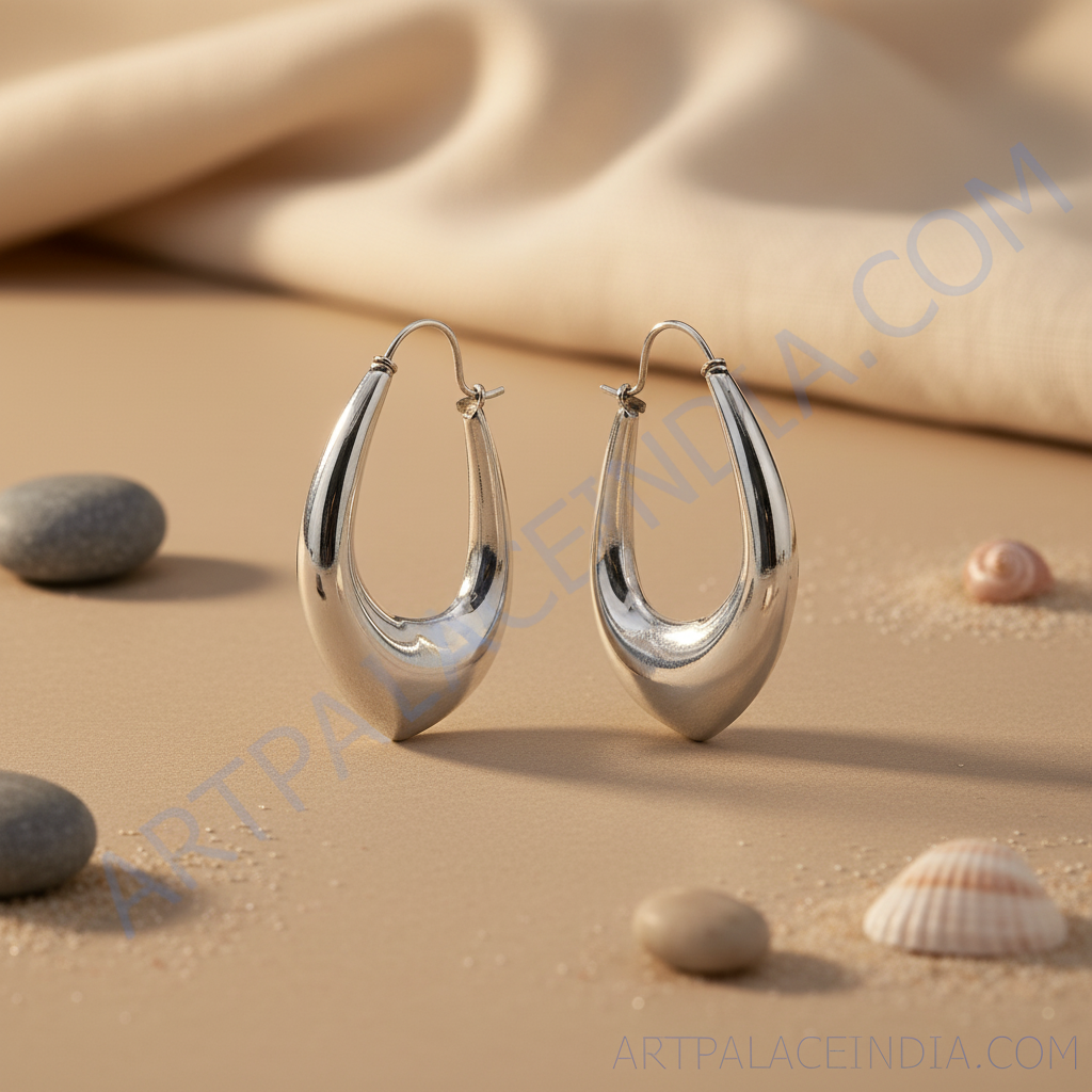 Silver Teardrop Hoop Earrings | Modern Jewelry for Women