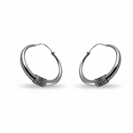 Load image into Gallery viewer, Silver Hoop Earrings for Women | Oxidized Tribal Design
