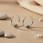 Load image into Gallery viewer, Silver Hoop Earrings for Women | Oxidized Tribal Design
