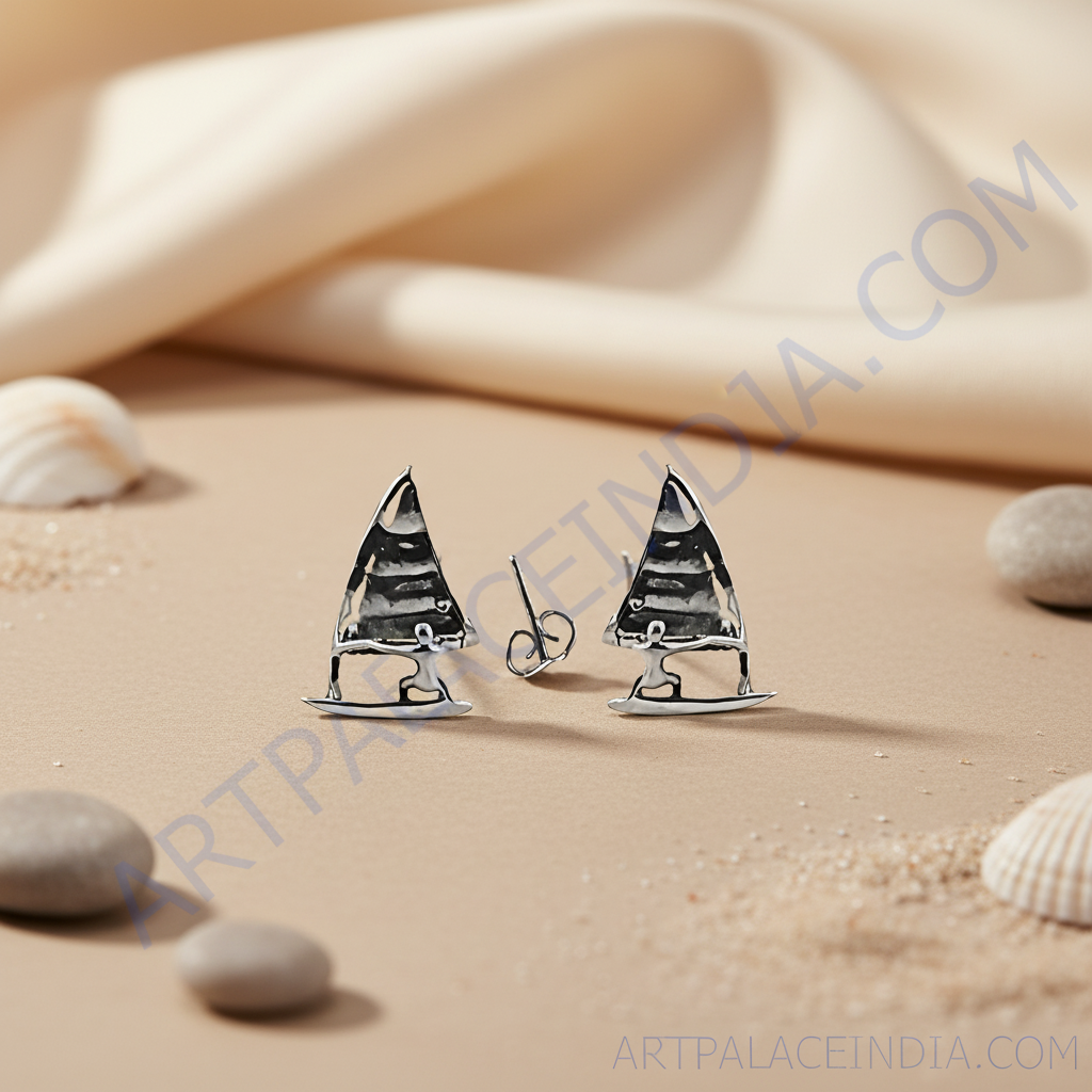 Silver Sailboat Stud Earrings for Women | Fashion Jewelry
