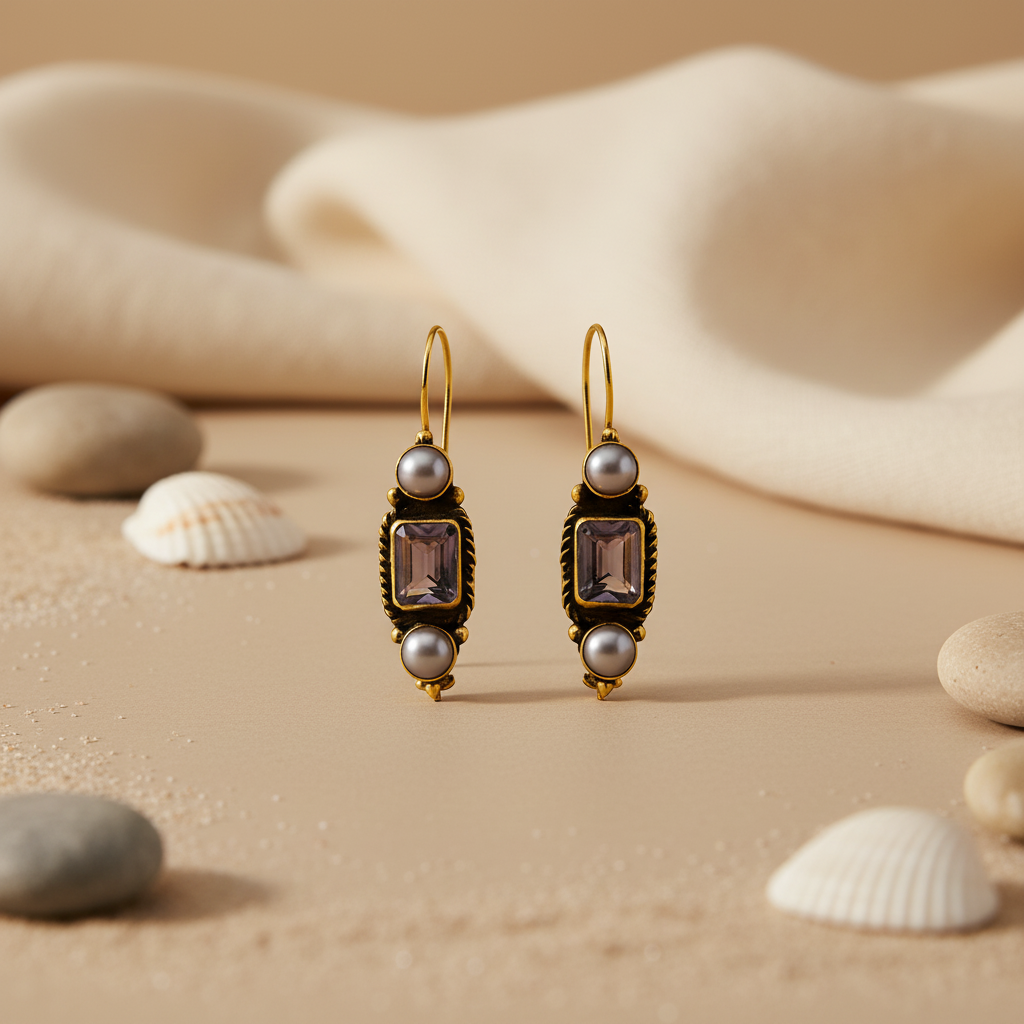 gold plating Gemstone Drop Earrings for Women | Statement Jewelry