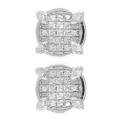 Silver Diamond Stud Earrings | Square Cut | For Women