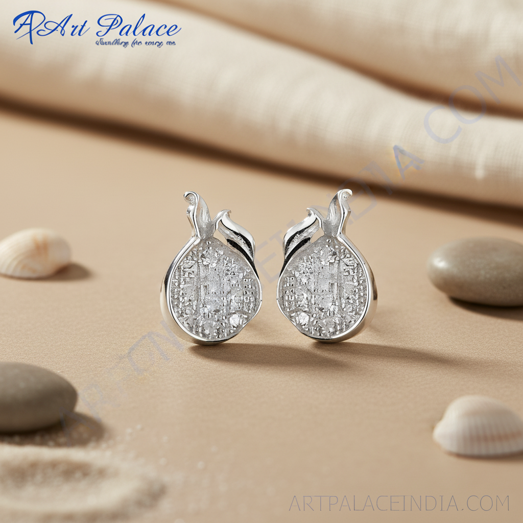925 Silver Stud Earrings | Diamond-Cut | for Women
