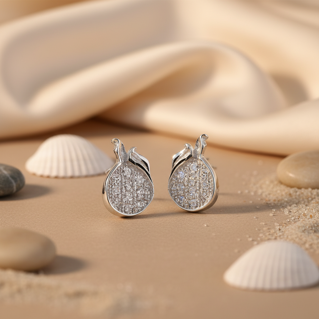 925 Silver Stud Earrings | Diamond-Cut | for Women