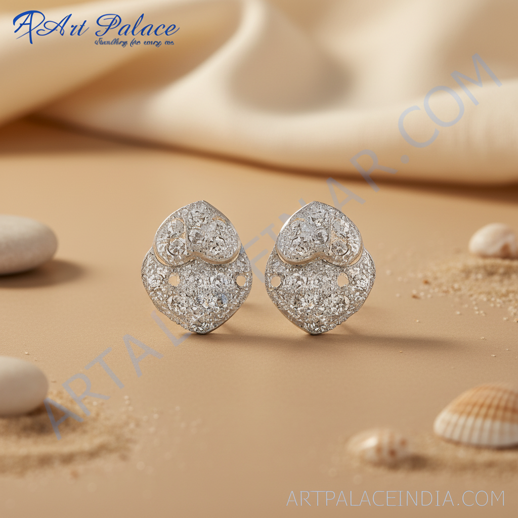 Silver stud earrings with sparkling crystals | women's jewelry