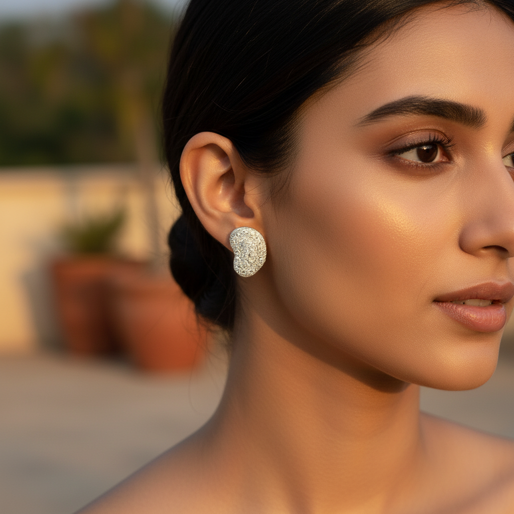 Silver Stud Earrings with Cubic Zirconia for Women | Gift