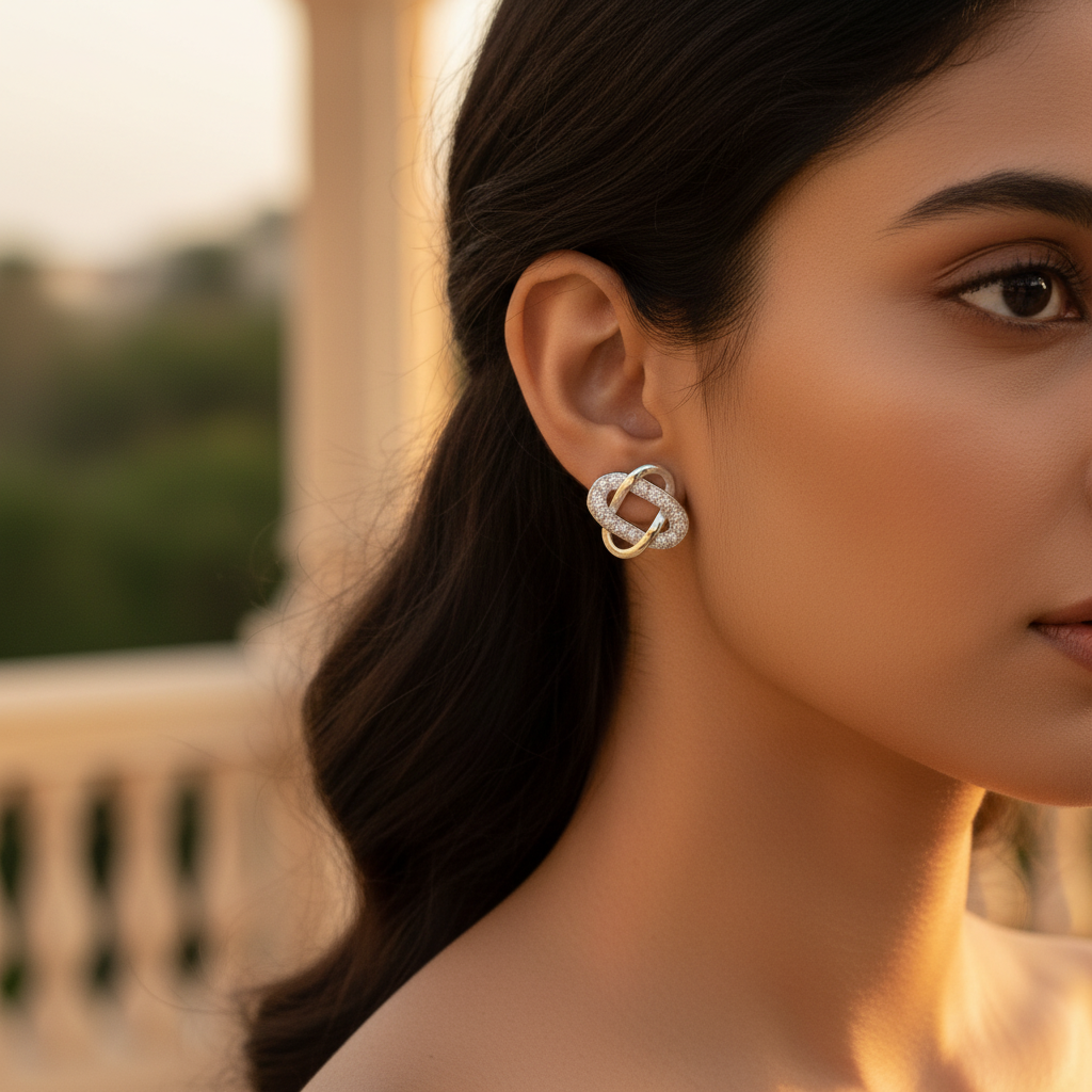925 Silver Cubic Zirconia Knot Earrings for Women | Gift Jewelry