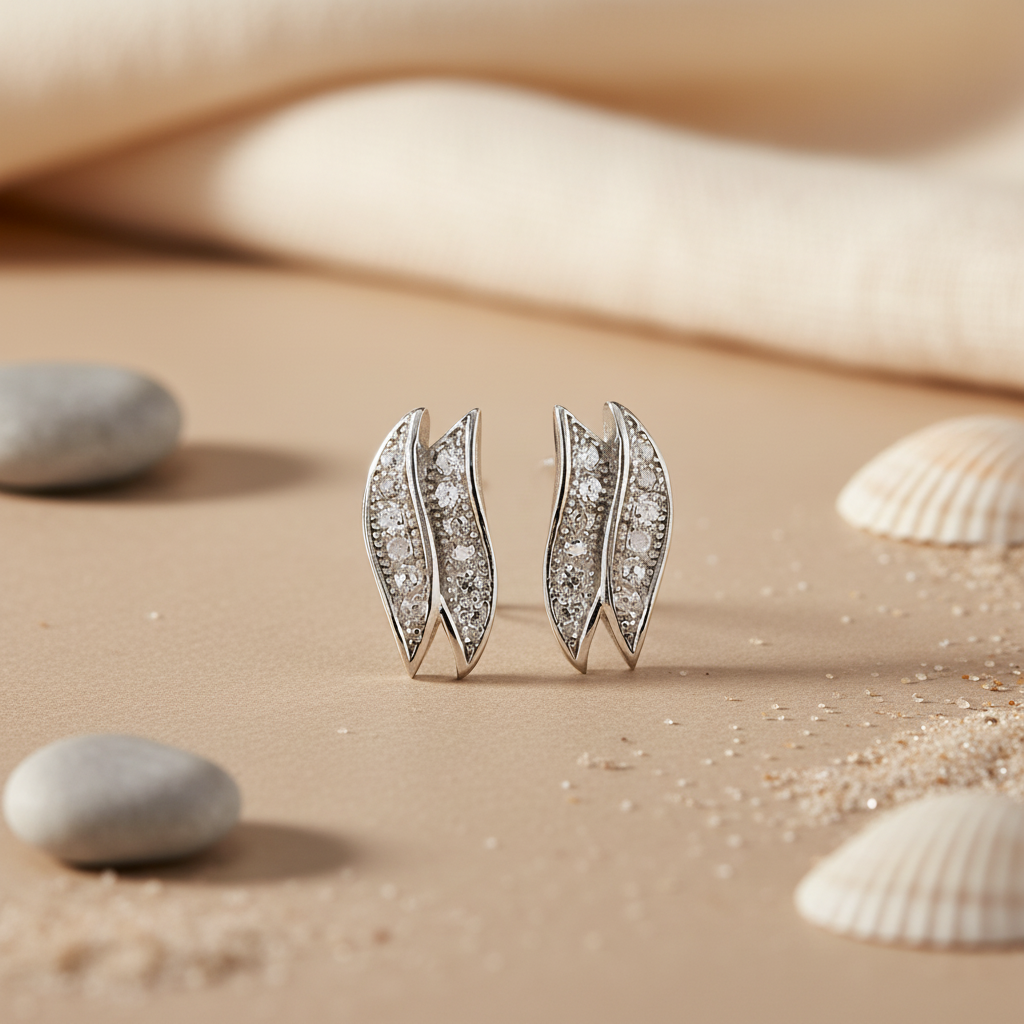 925 Silver Cubic Zirconia Stud Earrings for Women | Gift Jewelry