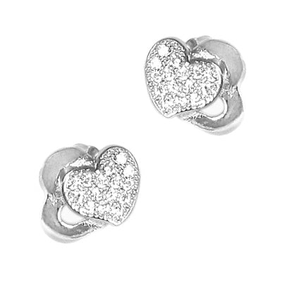 Silver heart stud earrings for women | dainty daily jewelry