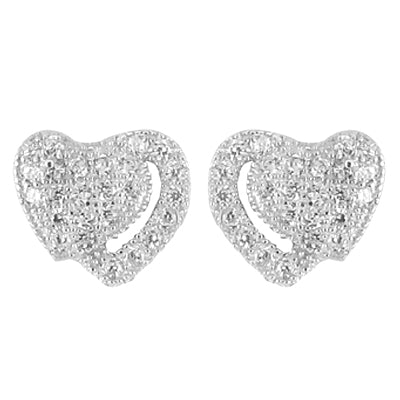 Silver heart stud earrings for women | delicate gift