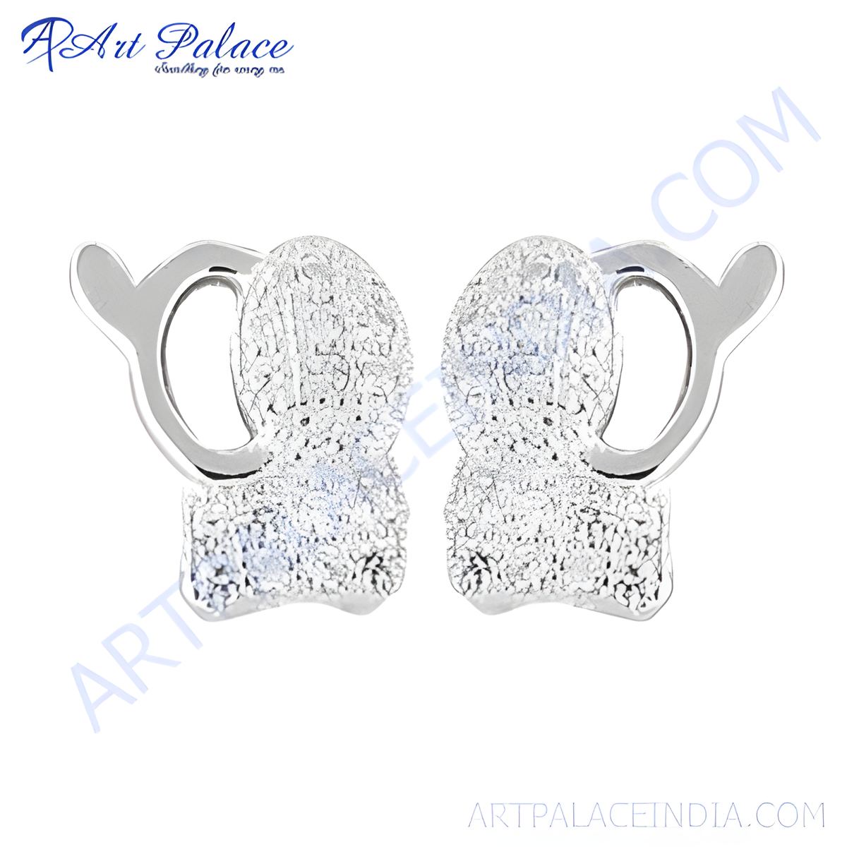 Silver stud earrings with a unique textured design, perfect for women's jewelry