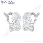 Load image into Gallery viewer, Silver stud earrings with a unique textured design, perfect for women&#39;s jewelry.
