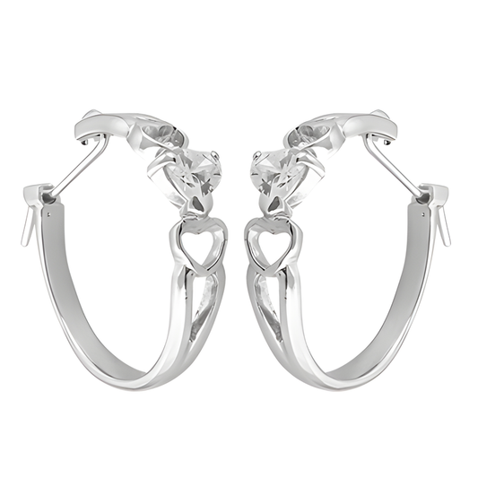 Ingenious Cubic Zirconia Gemstone Silver Hoop Earrings