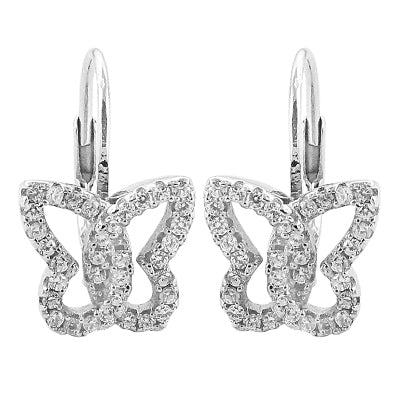 Silver butterfly earrings with diamonds | women's jewelry gift