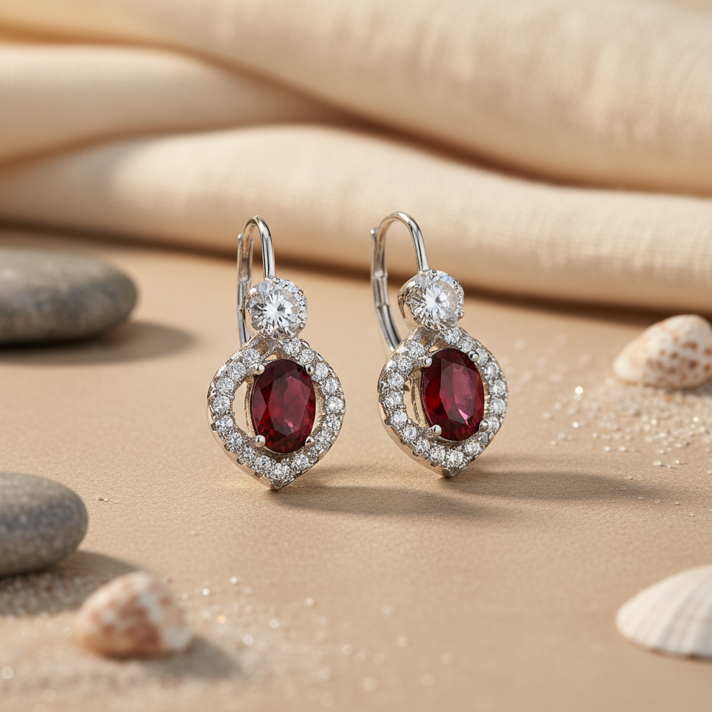 Silver Ruby Earrings for Women | Gemstone Jewelry Gift