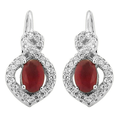 Silver ruby earrings for women | gemstone jewelry gift